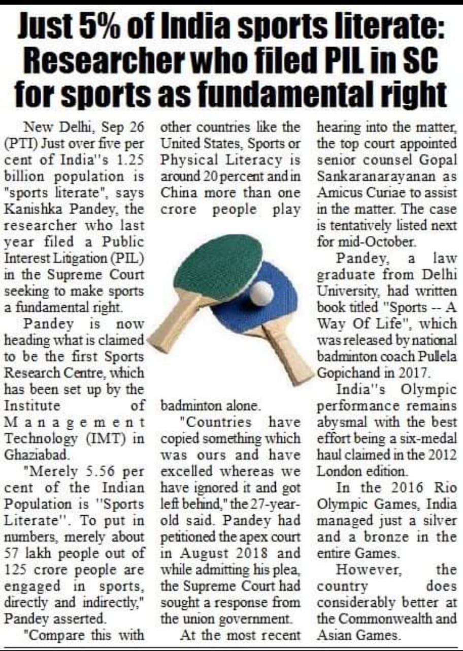 Just 5% of india sports literate